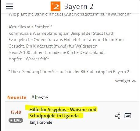 Der Beitrag im Programm von Bayern 2