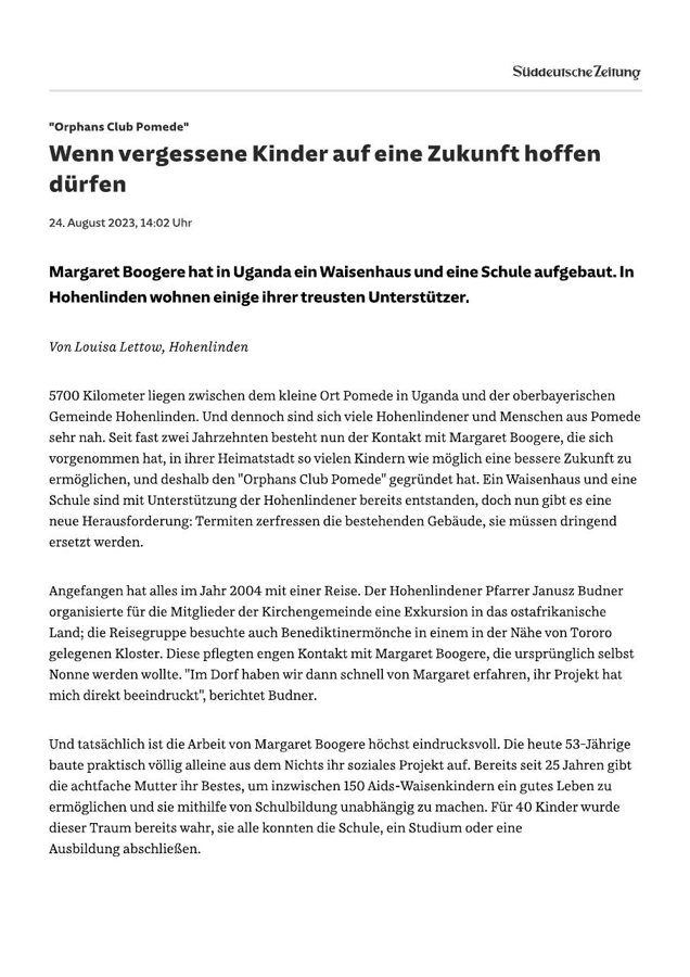 Zeitungsseite der Süddeutschen Zeitung vom 24. August 2023